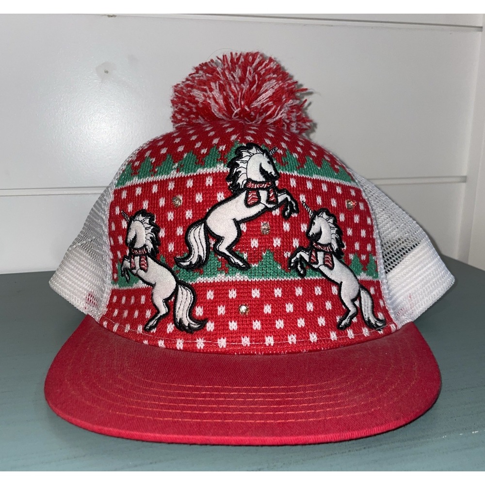 Christmas Unicorns Hat Cap Adult Mens Snapback Trucker Meshback Festive Seasonal